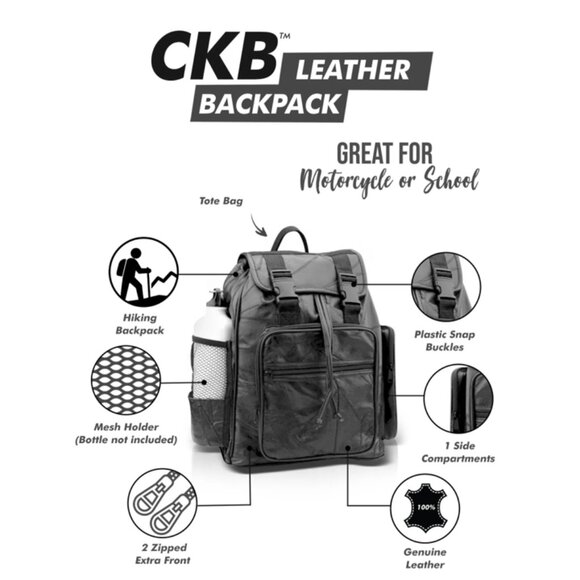 Genuine Leather Backpack,ADDTO YOUR SURVIVAL KIT! - Picture 3 of 4